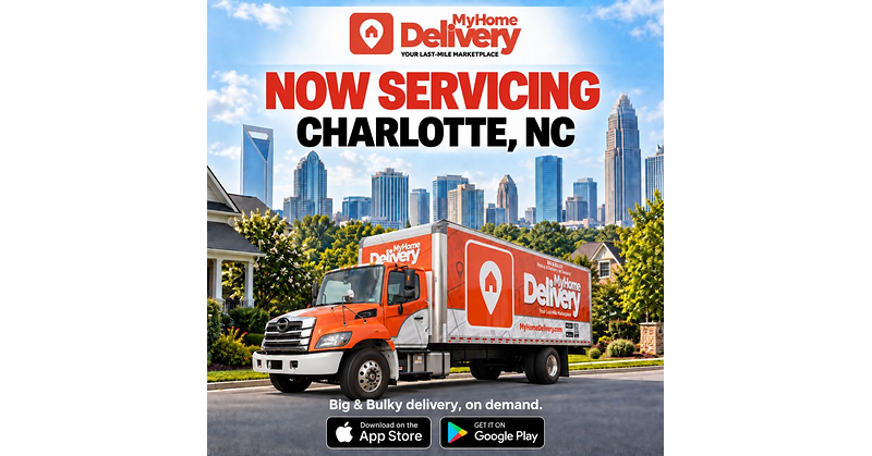 My Home Delivery Expands On-Demand Big & Bulky Delivery to Charlotte, North Carolina