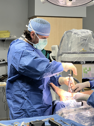 Dr. Jason Patterson performed the first total ankle replacement surgery using Stryker's new Prophecy Incompass patient-specific instrumentation. Dr. Jason Patterson performed the first total ankle replacement surgery using Stryker's new Prophecy Incompass patient-specific instrumentation.