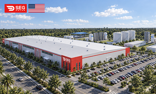 Rendering of SEG Solar’s Planned 4 GW HJT Solar Cell Facility in Texas This image opens in the lightbox