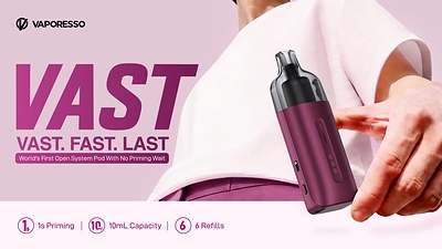 VAPORESSO Unveils VAST, the Industry's First Open-System Device with No Priming Wait