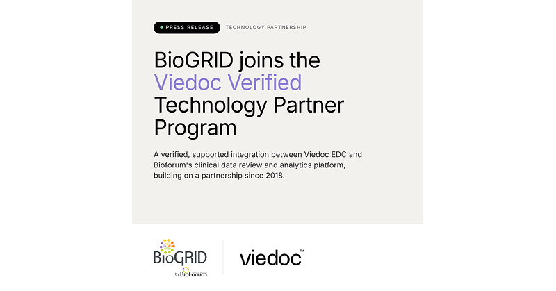 Viedoc and Bioforum Partner as BioGRID Joins the Viedoc Verified Technology Partner Program