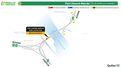 Pont Honoré-Mercier / R138 - fin de semaine du 30 octobre 2026