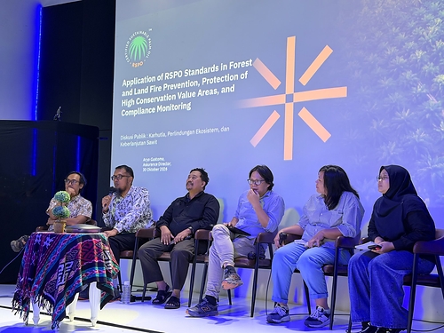 RSPO Assurance Director Aryo Gustomo (second from left), highlighting the role of robust RSPO Standards in addressing fire risks.