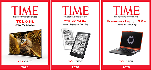 Three Products Featuring TCL CSOT Displays Named to TIME’s Best Inventions of 2026 Three Products Featuring TCL CSOT Displays Named to TIME’s Best Inventions of 2026