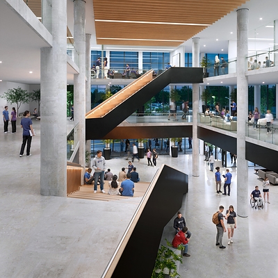 Still image renderings prepared by GEC Architecture for Bow Valley College. 